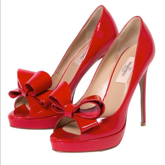 Valentino Patent Couture Bow PeepToe Platform Pump - Picture 4 of 16